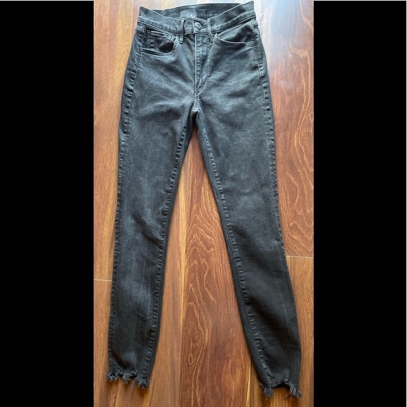 3x1 Black High Rise Skinny Jeans Raw Hem size 23 - Picture 1 of 13